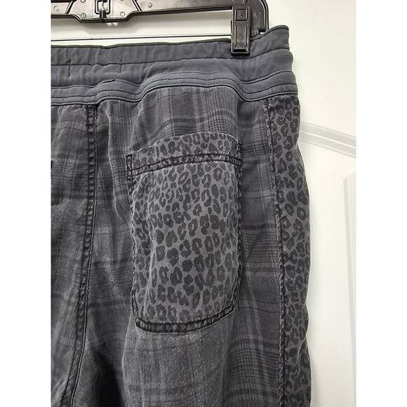 Anthropologie Nomad Joggers Gray Plaid Leopard Print Drawstring Women Size Small - Picture 3 of 6